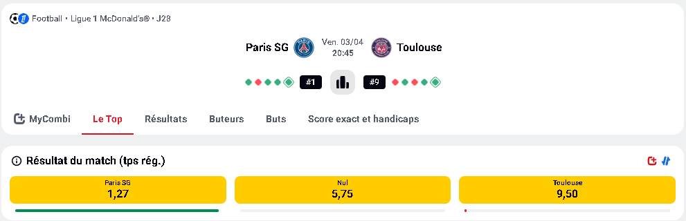 Exemple pour comprendre les cotes sur l'application Betclic