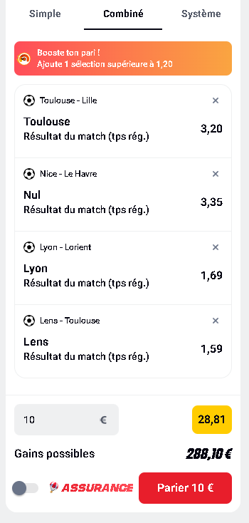 types de paris sportifs: combiné betclic.fr