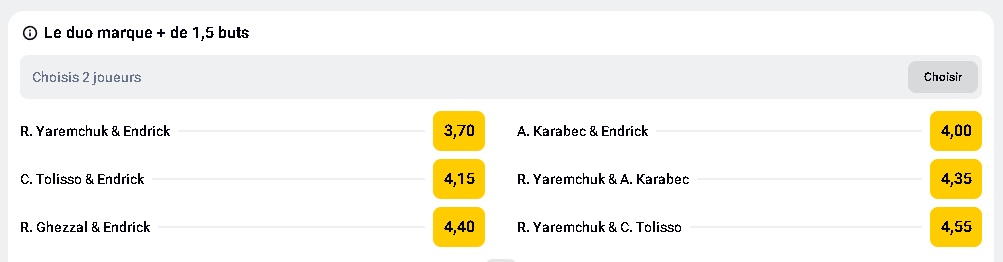 Paris sur les buteurs, le duo marque +1.5 buts - Betclic.fr